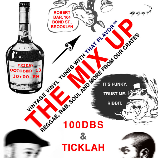 100dBs and Ticklah playing records at Robert Bar for The Mix Up