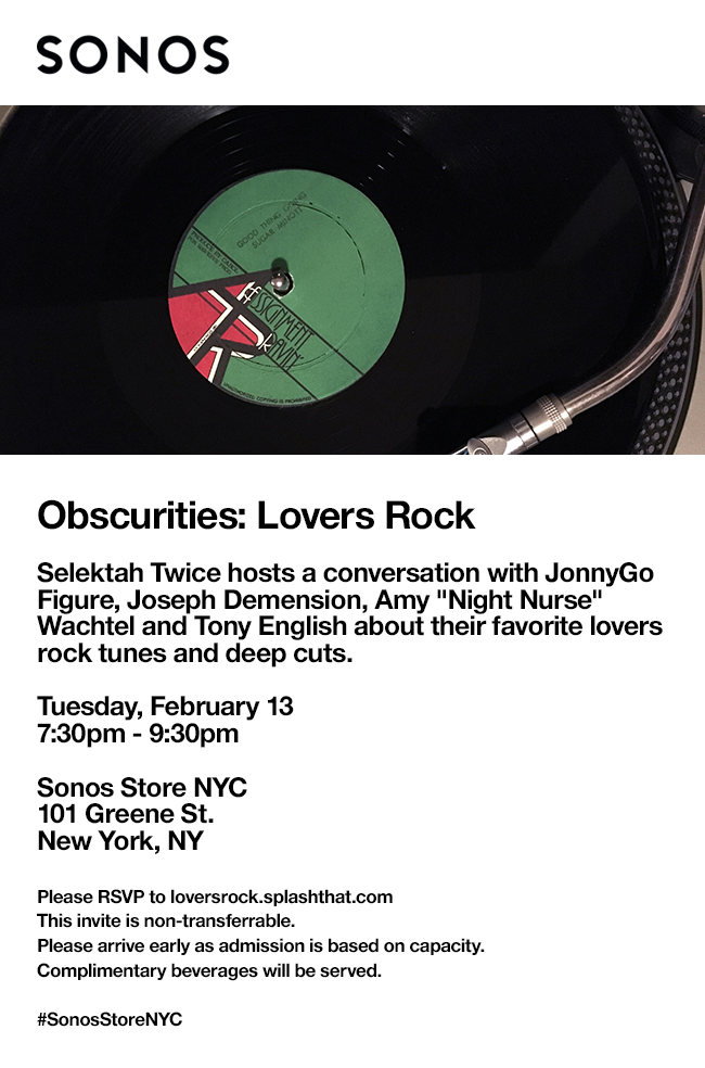 Obscurities: Lovers Rock at the Sonos Store NYC